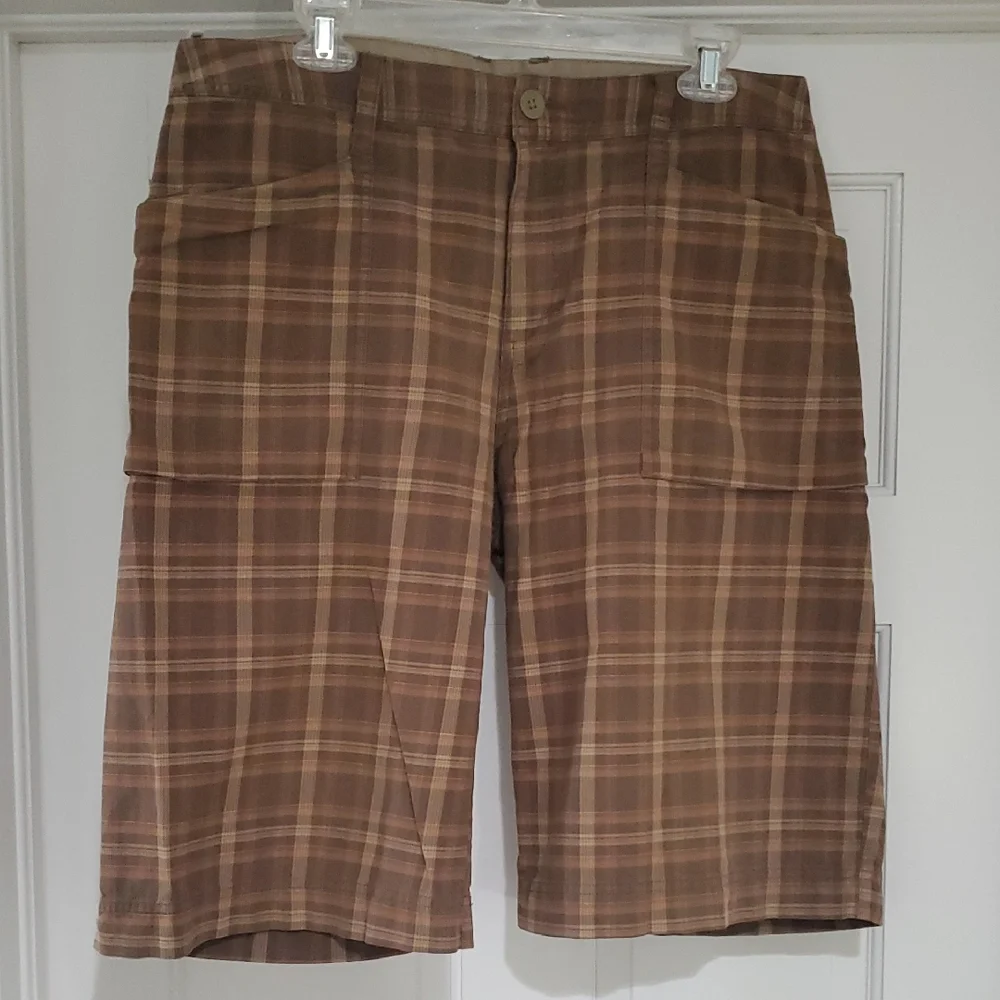 North Face Men's Brown Plaid Shorts Sz 34long